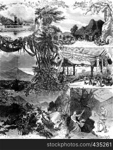 The Mysteries Of Africa, The Black Venus, play in five acts and twelve scenes, M.Ad Belot, vintage engraved illustration. Journal des Voyages, Travel Journal, (1879-80).