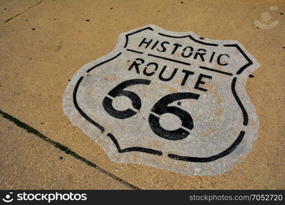 The mythical Route 66 sign in Illinois, USA.