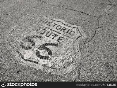 The mythical Route 66 sign in Texas, USA.