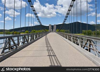 The Narrow Cable-stayed Bridge over the Rhone, France