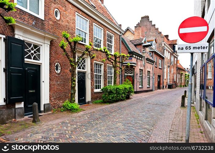 The Narrow Street in the Dutch City of Amersfoort