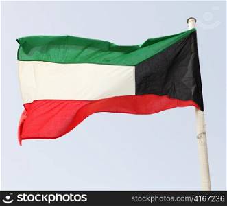 The national flag of the Emirate of Kuwait in the Arab Gulf