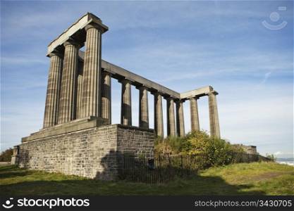 The National Monument in Edinburgh, Scotland was designed as a war memorial in the 1800s. Intended to be a copy of the Parthenon in Athens, it was never finished.