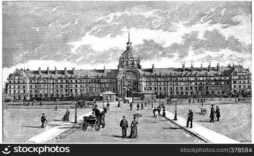 The National Residence of the Invalids, vintage engraved illustration. Paris - Auguste VITU ? 1890.