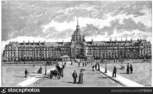 The National Residence of the Invalids, vintage engraved illustration. Paris - Auguste VITU ? 1890.