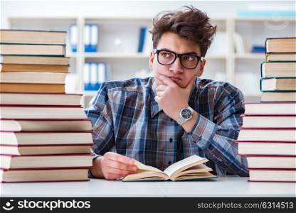 The nerd funny student preparing for university exams. Nerd funny student preparing for university exams