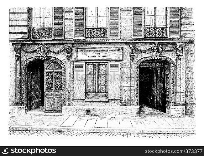 The new home of Heloise and Abelard, vintage engraved illustration. Paris - Auguste VITU ? 1890.