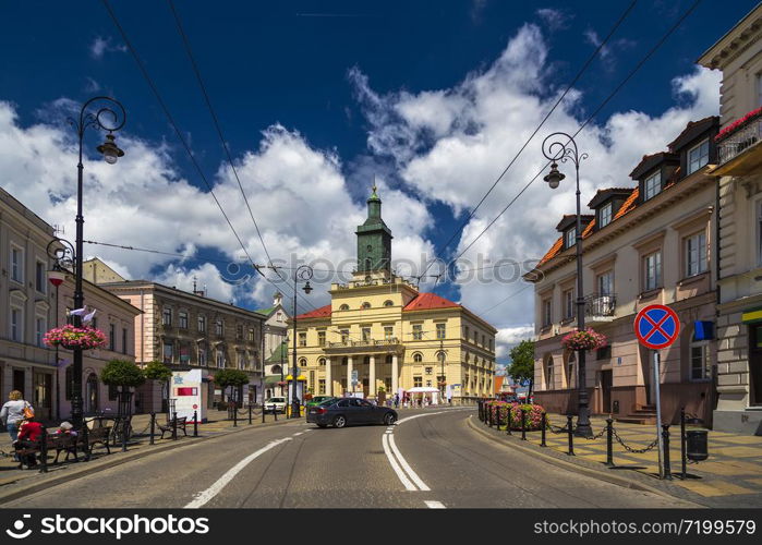 The new Town Hall is a building in the style of classicism, built in 1827-1828 on the site of the former monastery of the bare Carmelites in Lublin. Poland