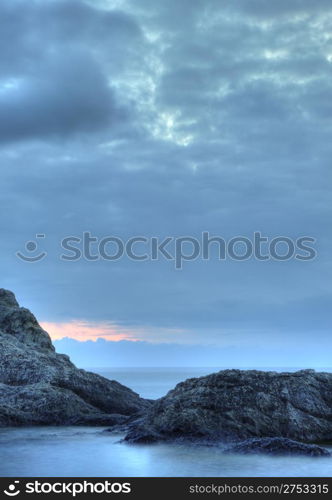 The night sea. The night sea. The sea photographed at a dawn with long endurance. Crimea, Ukraine