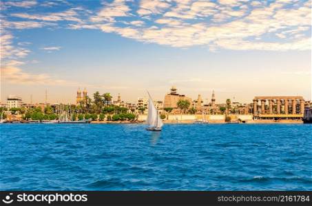 The Nile and the Luxor Temple view, Upper Egypt.