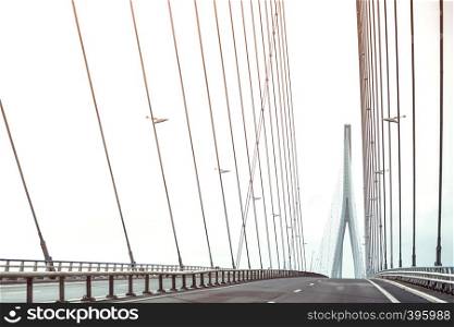 The Normandy Bridge in France across the river Seine. Pont de Normandie
