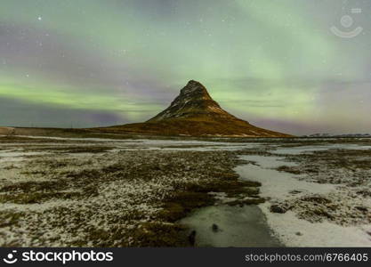 The Northern Light Aurora borealis at Kirkjufell Iceland