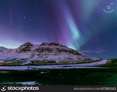 The Northern Light Aurora borealis at Kirkjufell Iceland