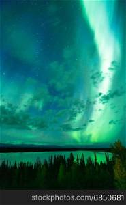 The Northern Lights appear in remote country also called the Aurora Borealis