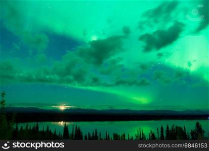 The Northern Lights appear over Wrangell St. Elias National Park