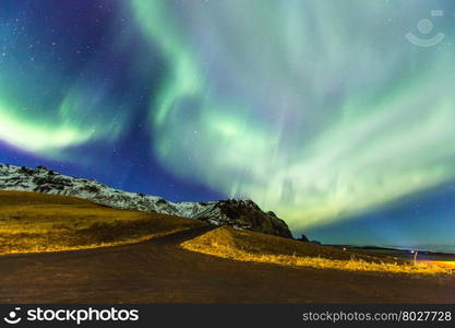 The Northern Lights Aurora borealis at Vik Iceland