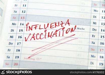 the note as a reminder to vaccinate vaccination (in english)