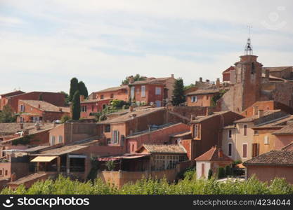 The ochre colored village of Roussillon in France