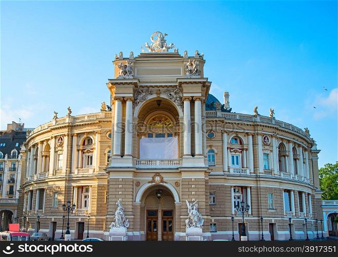 The Odessa National Academic Theater of Opera and Ballet is the oldest theater in Odessa, Ukraine. The Theater and the Potemkin Stairs are the most famous edifices in Odessa.