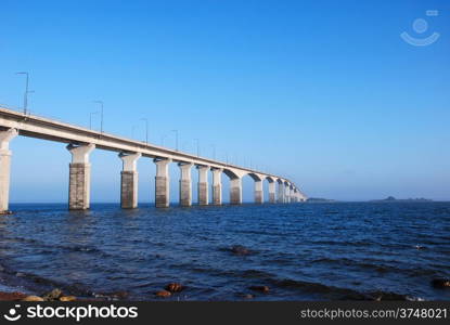 The Olandbridge at the Baltic Sea connecting the island Oland with mainland at Kalmar in Sweden