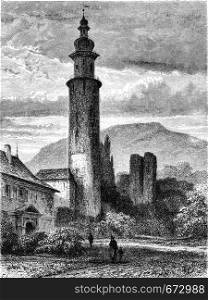 The old castle of Arnstadt, vintage engraved illustration. Le Tour du Monde, Travel Journal, (1872).