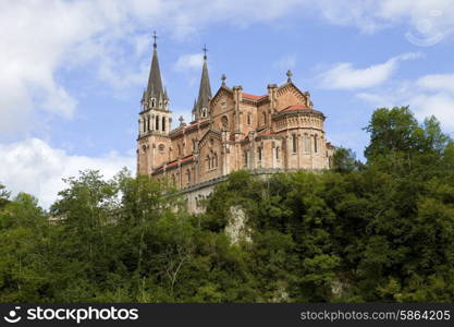 The old cathedral of Covadonga in Asturias, Spain