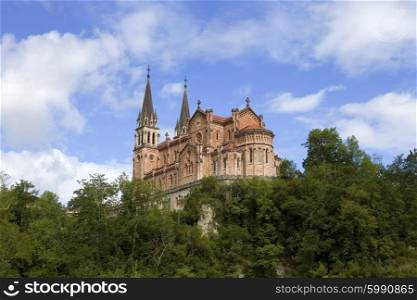 The old cathedral of Covadonga in Asturias, Spain