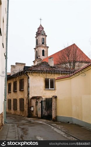 The old city of Vilnius to chat, lane and the old church