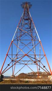 The old High-voltage rack or high-voltage tower.. High-voltage rack or high-voltage tower.