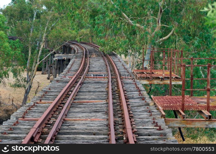 the old historic railway bridge at gundagai. railway bridge