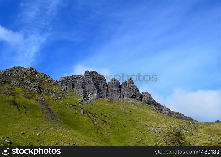 The Old Man of Storr rock formation on the Isle of Skye in Scotland.