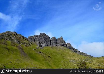 The Old Man of Storr rock formation on the Isle of Skye in Scotland.