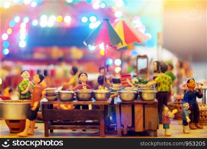 The old market selling a variety of food miniature.