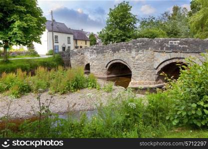 The old packhorse bridge at Clun, Shropshire, England.