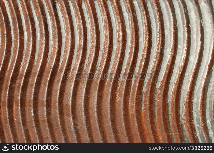 The old rusty metal washboard as texture