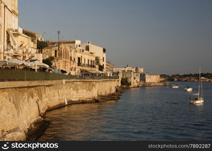 the old Town of Siracusa in Sicily in south Italy in Europe.