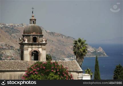 The old Town of Taormina in Sicily in south Italy in Europe.