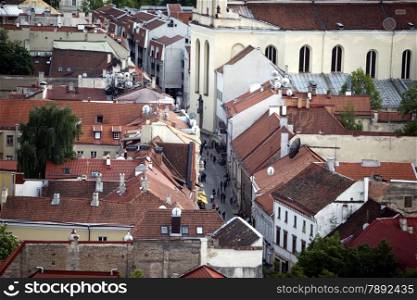 The old Town of the City Vilnius in the Baltic State of Lithuania,
