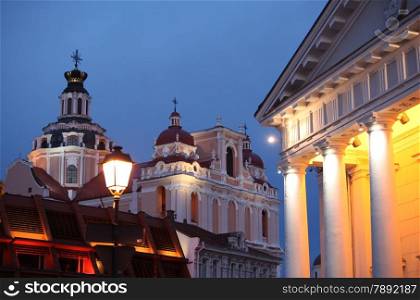 The old Town of the City Vilnius with the Cityhall in the Baltic State of Lithuania,