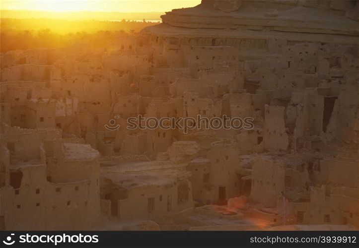 the old town of the Oasis and village of Siwa in the lybian or western desert of Egypt in north africa. AFRICA EGYPT SAHARA SIWA OASIS