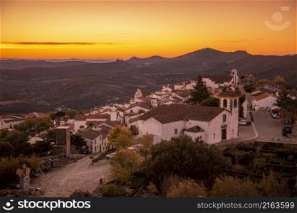 the old Town of the Village of Marvao on the Hill of Castelo de Marvao in Alentejo in Portugal. Portugal, Marvao, October, 2021