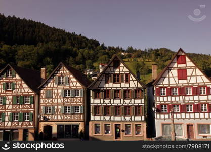 the old town of the villige Schiltach in the Blackforest in the south of Germany in Europe.. EUROPE GERMANY BLACKFOREST