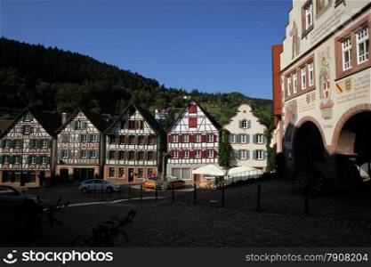 the old town of the villige Schiltach in the Blackforest in the south of Germany in Europe.. EUROPE GERMANY BLACKFOREST