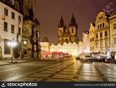 The Old Town Square in Prague in night