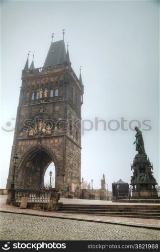 The Old Town tower of Charles bridge in Prague