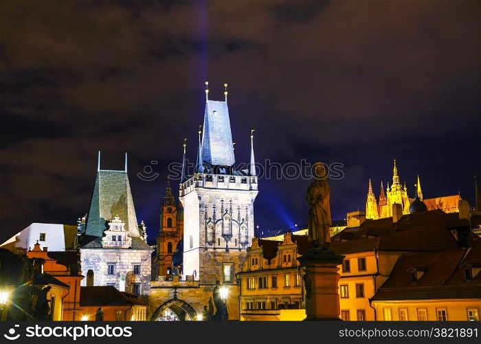 The Old Town with Charles bridge in Prague in the night
