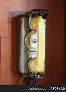 the old wall mounted phone. phone