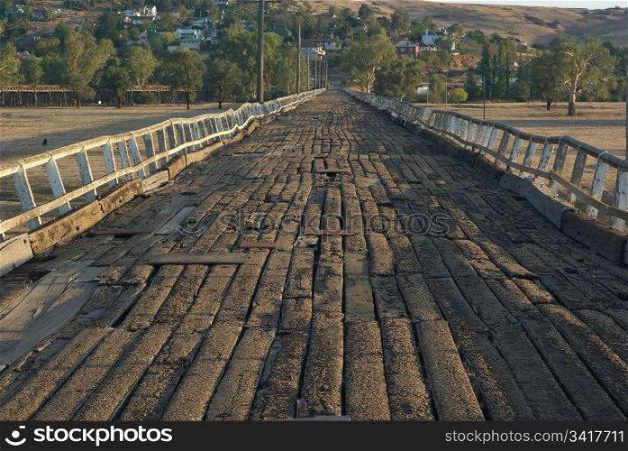 the old wooden road bridge to gundagai. road to gundagai