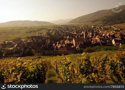 the olt town of the village of Riquewihr in the province of Alsace in France in Europe. EUROPE FRANCE ALSACE