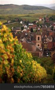 the olt town of the village of Riquewihr in the province of Alsace in France in Europe. EUROPE FRANCE ALSACE